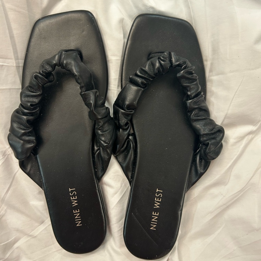 Nine West Black Ruched Sandals